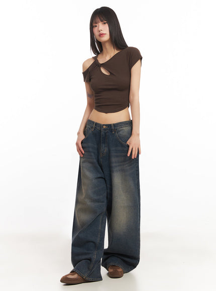 Asymmetric Cut-Out Crop Top IY502