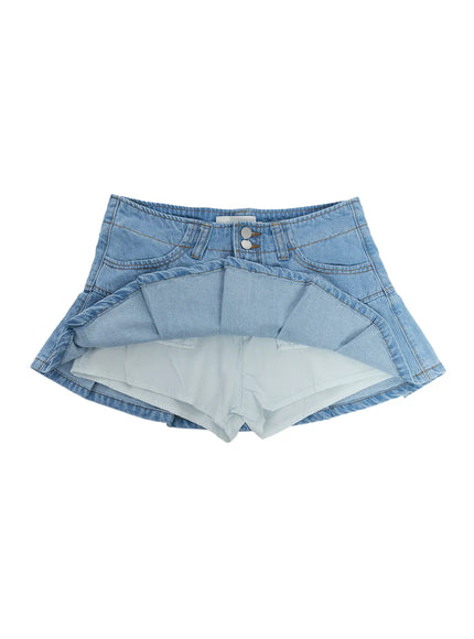 pleated-denim-mini-skort-cg511