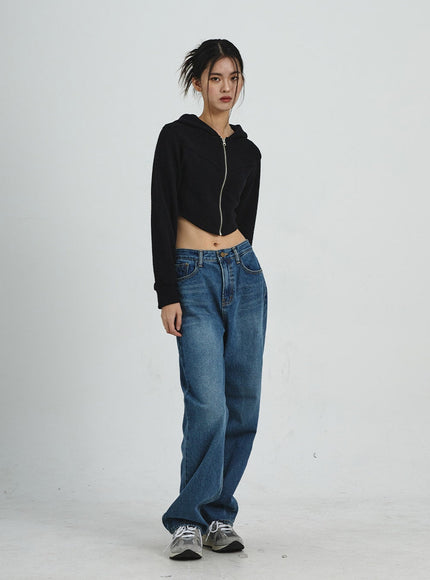 Crop Hooded Zipper Jacket CD02
