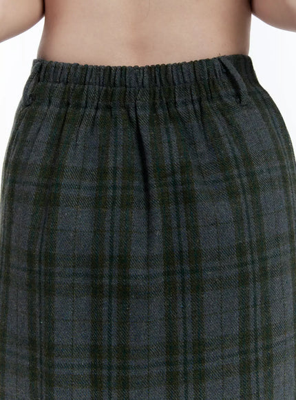 Plaid A-Line Midi Skirt ID526