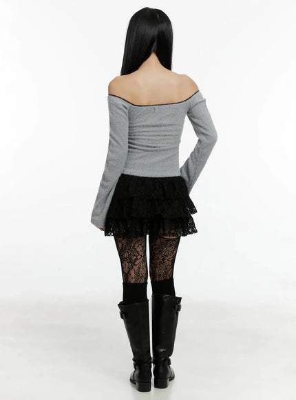 Soft Off-Shoulder Ribbon Top ID525