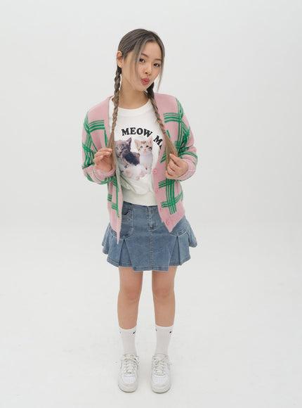 Check Pattern Cardigan J15