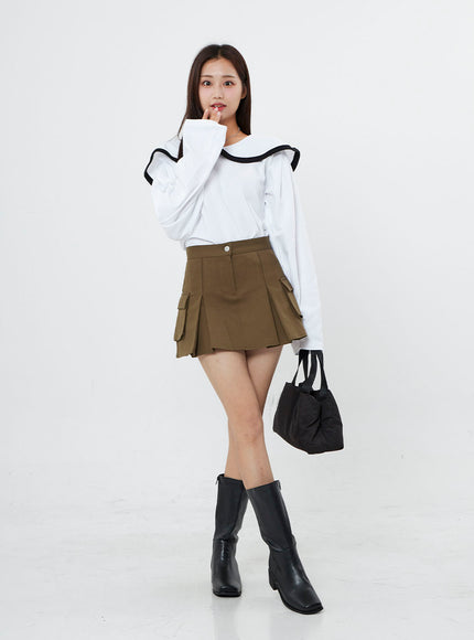 Pleated Cargo Mini Skirt BO13