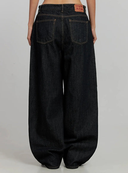 Malia Fleece-Lined Dark Wash Wide Jeans IJ502