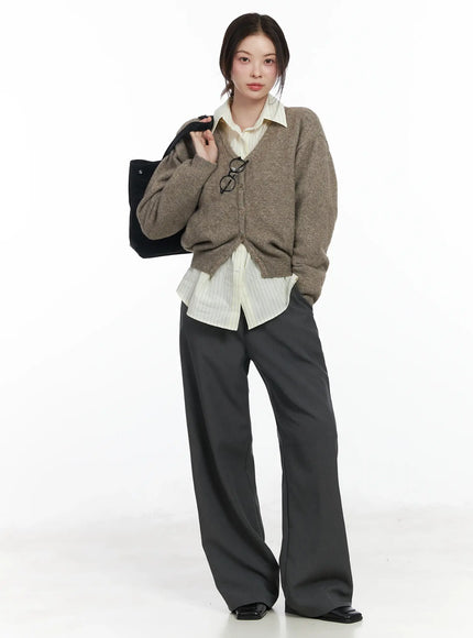 Straight Fit Wide Slacks IF525