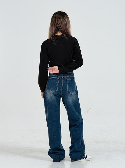 Wide Leg Faded Color Denim Pants CO11