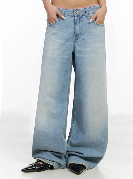 Yoko Lace Layered Wide Leg Jeans IY504
