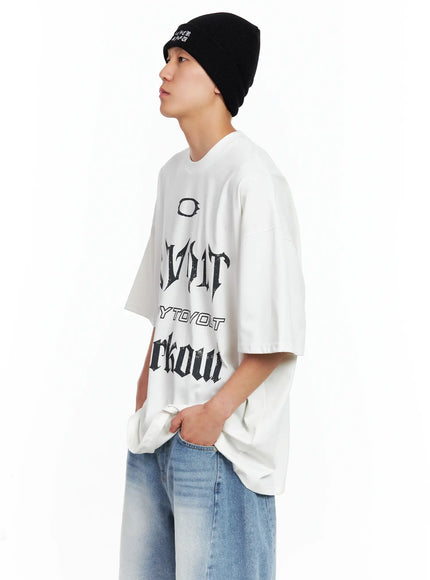 Men's Circle Bolt Oversized Graphic Tee IL514
