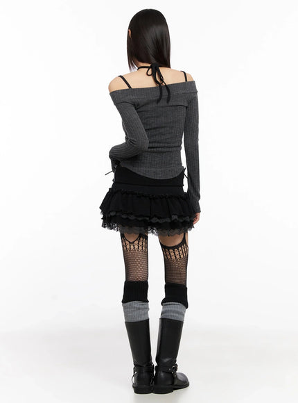 Off-Shoulder V-Neck Top IN503