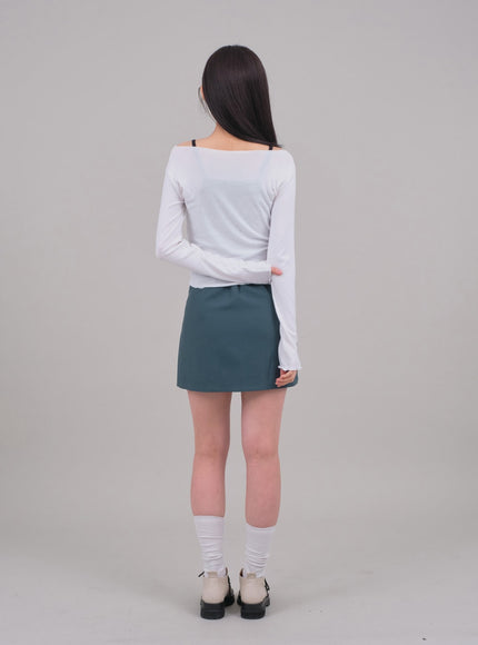 Cropped Long Sleeve Top with Front Shirring C2701