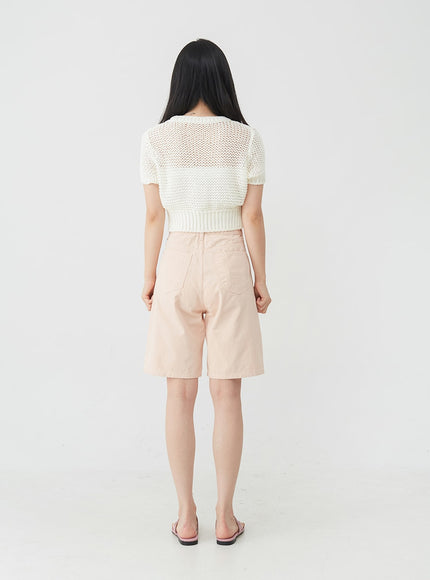 Pintuck Cotton Long Shorts OJ30
