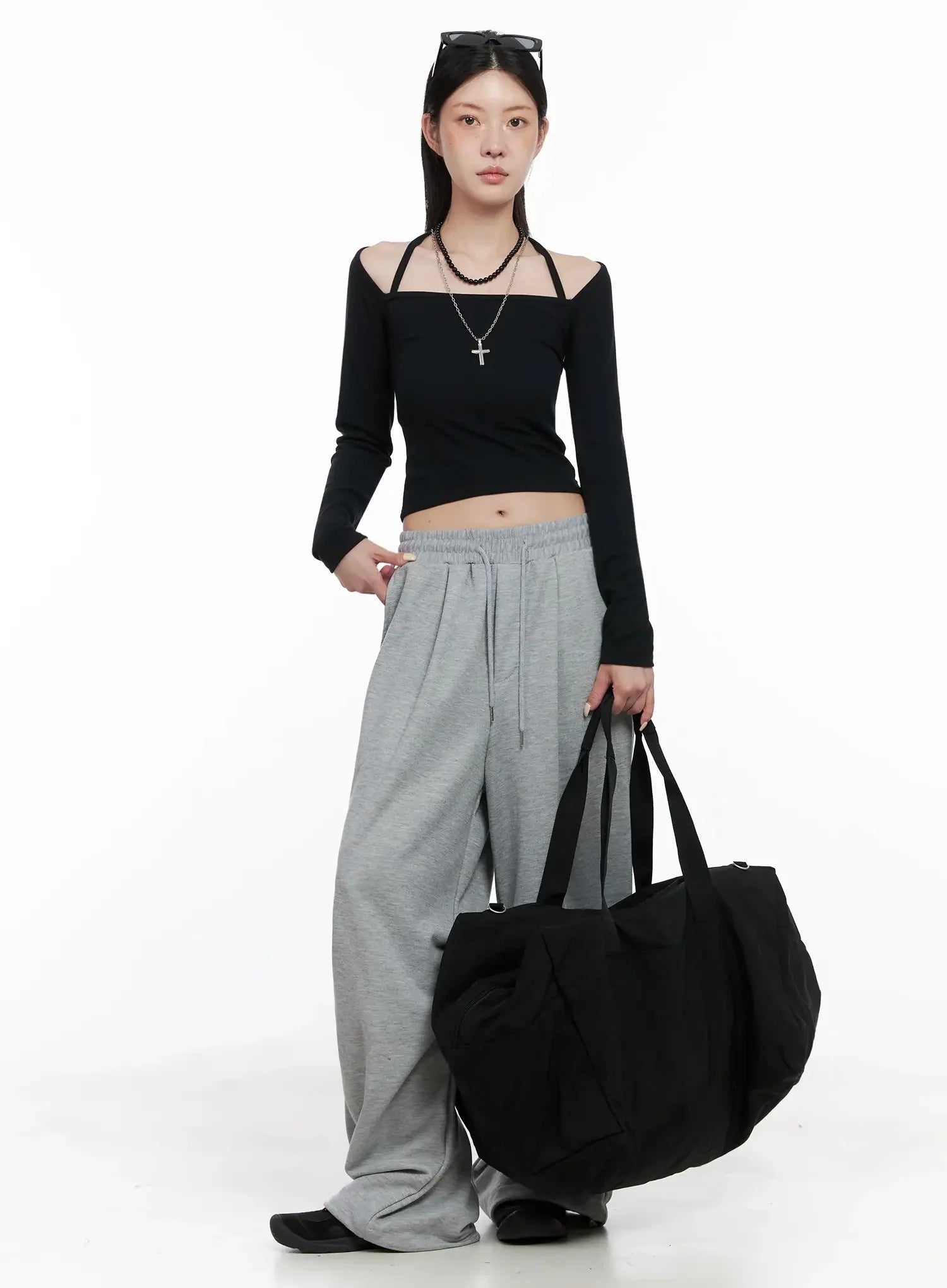 Pintuck Wide Leg Sweatpants IS508