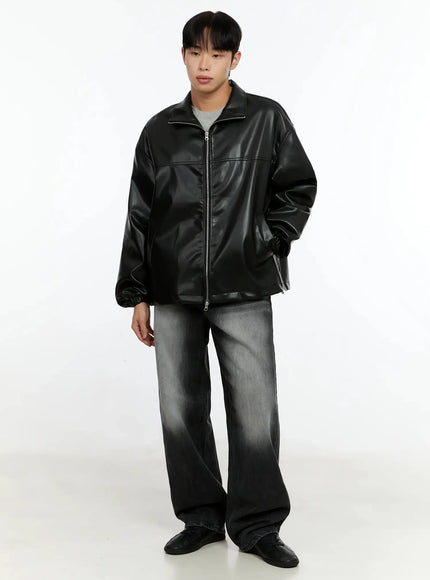 Men's Oversized Faux Leather Jacket IN506