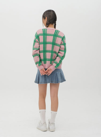 Check Pattern Cardigan J15