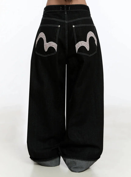 kacey-plaid-stitched-back-pocket-baggy-jeans-im513