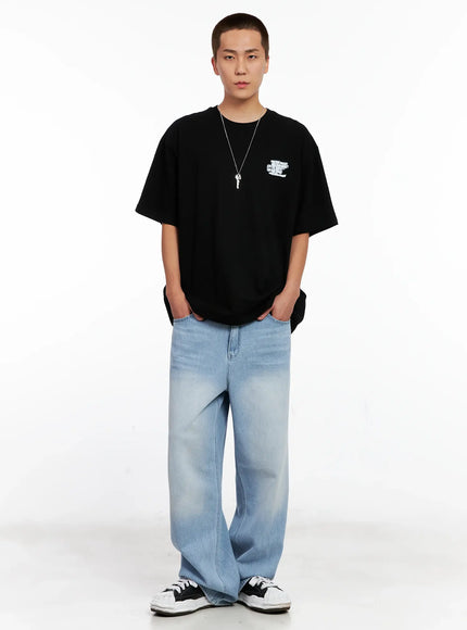 Men's Light-Wash Denim Jeans IG508
