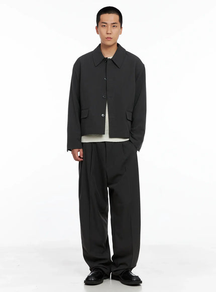Men's Cropped Button-Up Jacket IS502