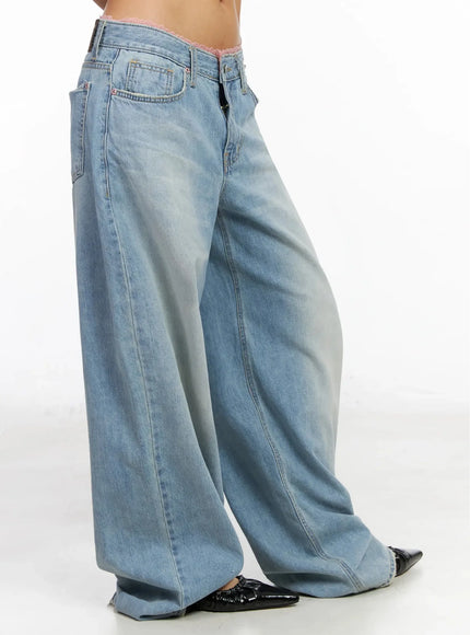 Yoko Lace Layered Wide Leg Jeans IY504