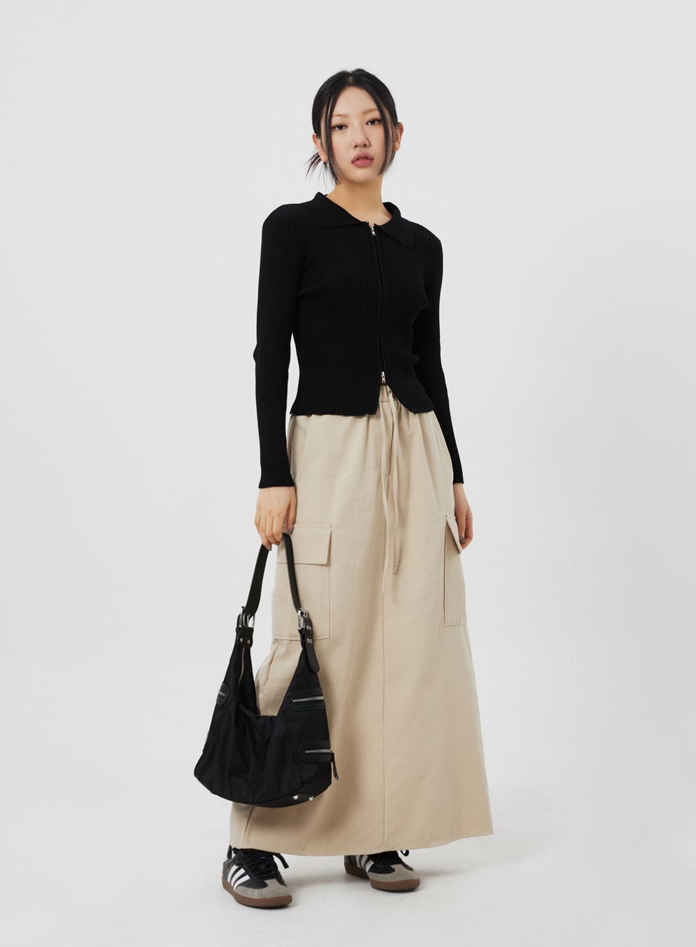 Ribbed Knit Zip-Up CF324