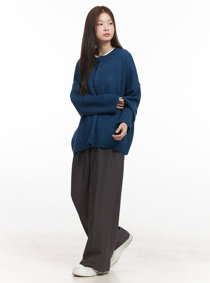 Oversized Half-Button Sweater IJ527