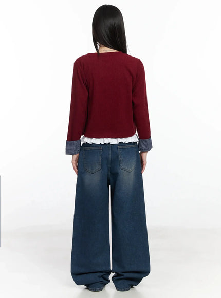 checkered-accent-fleece-cardigan-f517