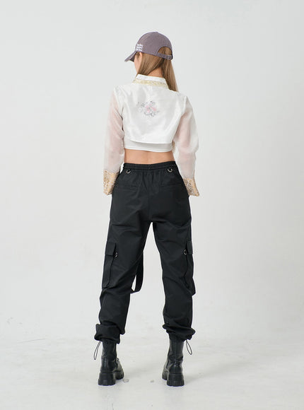 Twin Strap Cargo Parachute Baggy Pants BD23