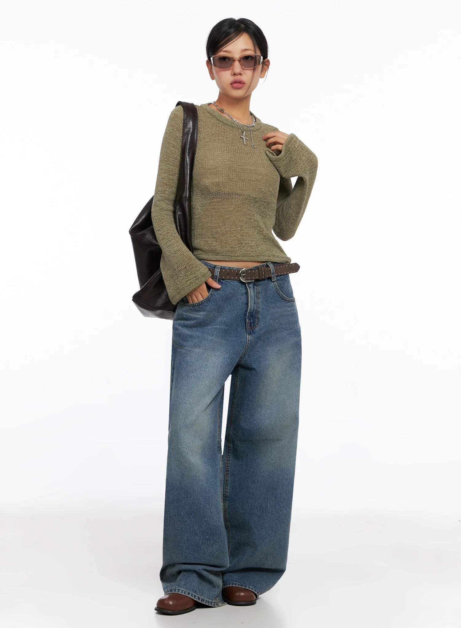 Lilah Wide-Leg Washed Jeans IG527