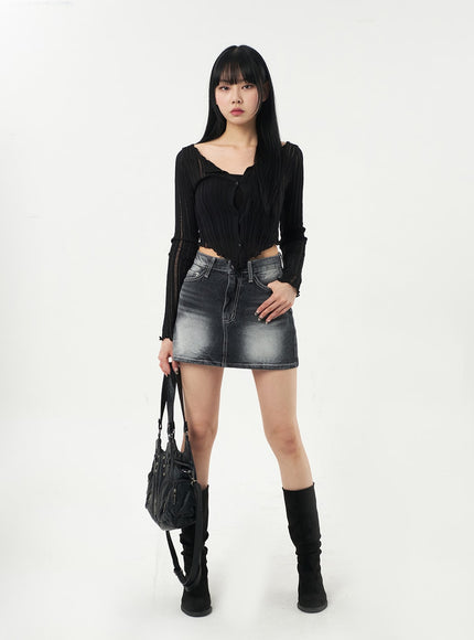 Simple Denim Mini Skirt CA328