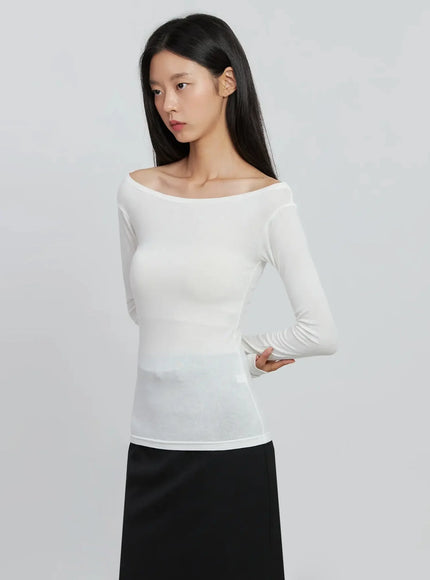 Boat Neck Long Sleeve Tee IO530