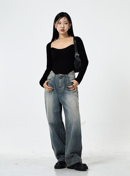 Wide Washed Jeans CS06