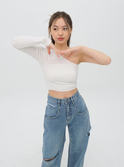 Torn Wide Leg Jeans C1002