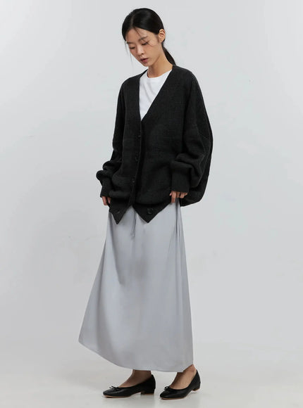 Elegant Satin Maxi Skirt IS516