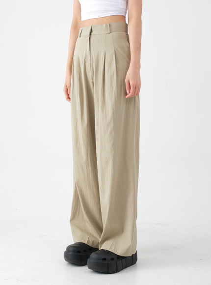Wide Leg Tailored Pintuck Trousers CM3