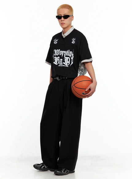 Men's Pleated Wide-Leg Pants IL511
