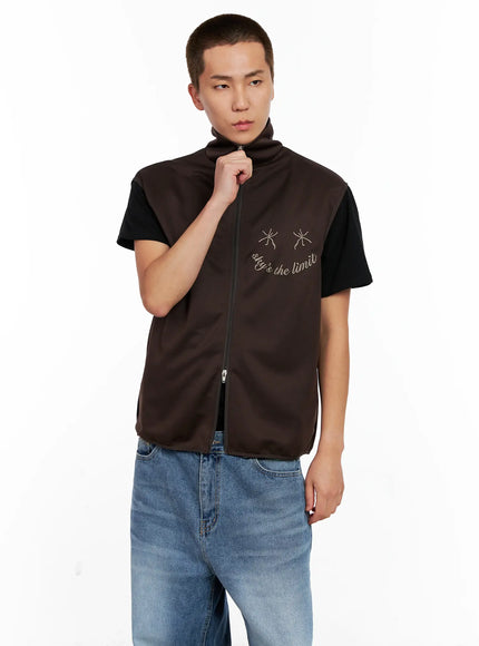 mens-high-neck-vest-ig508 / Brown