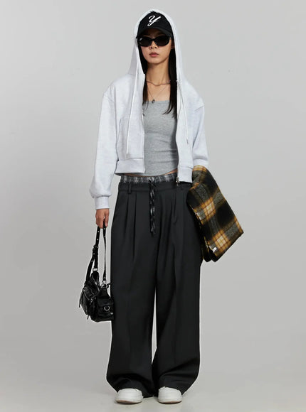 Relaxed Fit Wide-Leg Trousers IJ502