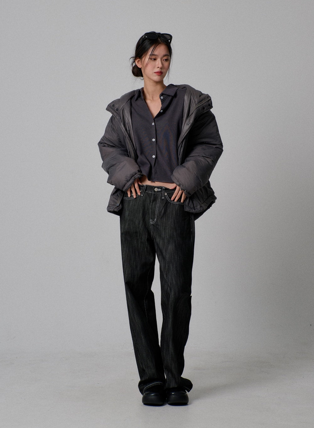 Dark Wash Baggy Jeans IJ313