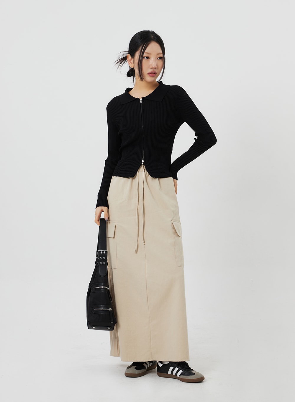 Ribbed Knit Zip-Up CF324