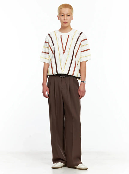 Men's Pleated Wide-Leg Pants IL511