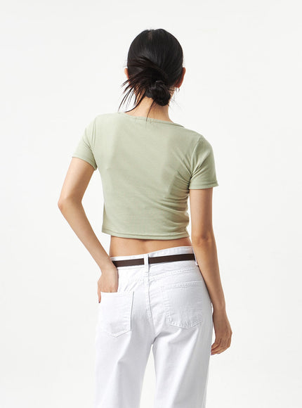 Heart Neck Cropped Tee CA320