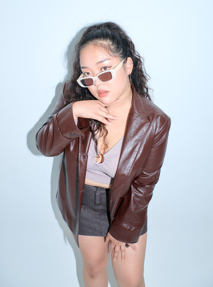 Plus Sexy V-Neck Crop Metal Ring T-Shirt IN04