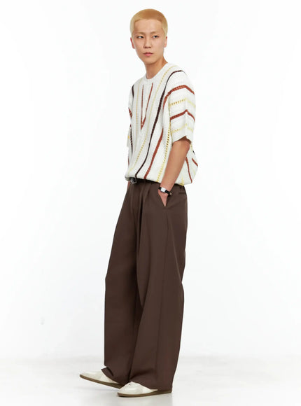 Men's Pleated Wide-Leg Pants IL511