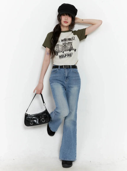 Cat Graphic Raglan Tee IL531