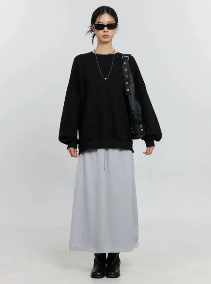 Elegant Satin Maxi Skirt IS516