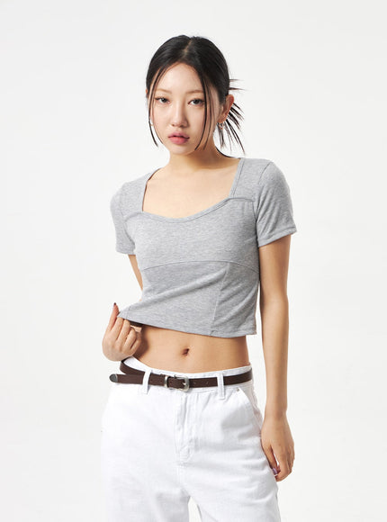 Heart Neck Cropped Tee CA320