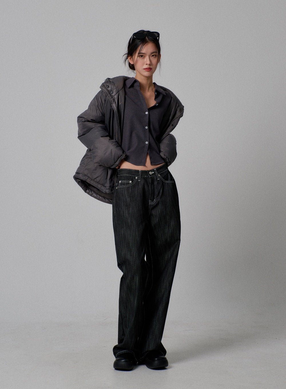 Dark Wash Baggy Jeans IJ313