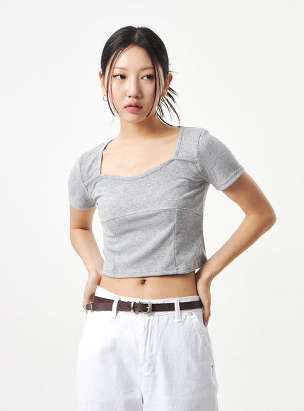 Heart Neck Cropped Tee CA320