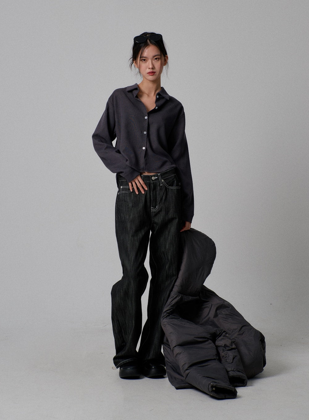 Dark Wash Baggy Jeans IJ313