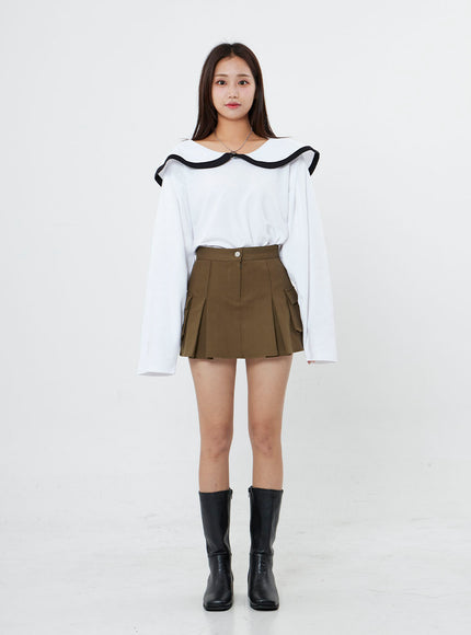 Pleated Cargo Mini Skirt BO13