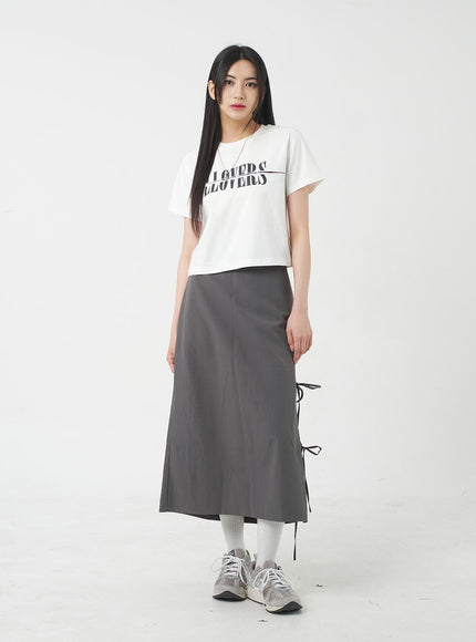 Side Slit Nylon Maxi Skirt BY312